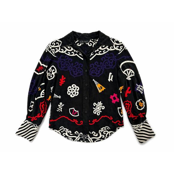 Ellen Tracy Tops - Vintage 90s Ellen Tracy 100% Silk Baroque Print Button-Down Blouse